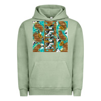Pigment Oil Green cowhide mama with rustic teal wood Urban Hoodie - TumblerDesignByShophia