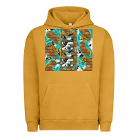 Pigment Peanut Butter cowhide mama with rustic teal wood Urban Hoodie - TumblerDesignByShophia