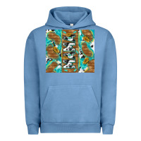 Pigment Pebble Blue cowhide mama with rustic teal wood Urban Hoodie - TumblerDesignByShophia