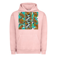 Pigment Salmon cowhide mama with rustic teal wood Urban Hoodie - TumblerDesignByShophia