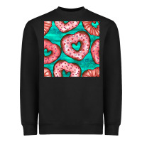 Black valentines day heart donuts seamless pattern Heavyweight Sweatshirt - BundleAndBundleShop