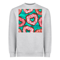 Heather Grey valentines day heart donuts seamless pattern Heavyweight Sweatshirt - BundleAndBundleShop