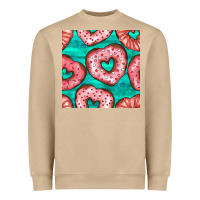 Valentines Day Heart Donuts Seamless Pattern Heavyweight Sweatshirt | Teevron
