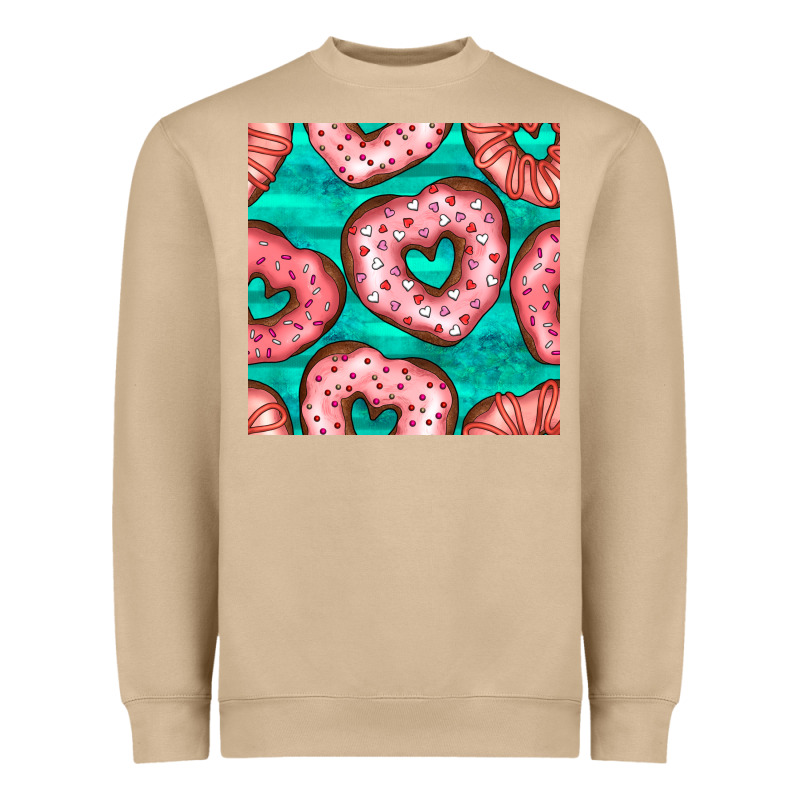 Valentines Day Heart Donuts Seamless Pattern Heavyweight Sweatshirt by BundleAndBundleShop | Teevron