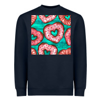 Navy valentines day heart donuts seamless pattern Heavyweight Sweatshirt - BundleAndBundleShop