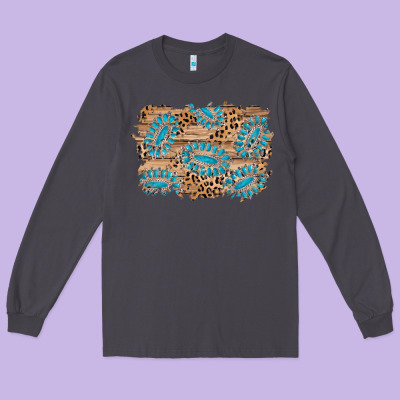Gemstone Wood Leopard Background Long Sleeve Tee Designed By Adodesignshop