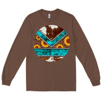 Chestnut turquoise cowhide leopard sunflowers round Long Sleeve Tee - Artiststas