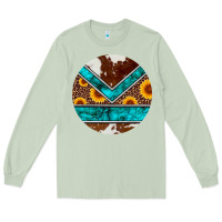 Matcha turquoise cowhide leopard sunflowers round Long Sleeve Tee - Artiststas