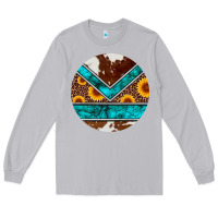 Moon Dust turquoise cowhide leopard sunflowers round Long Sleeve Tee - Artiststas