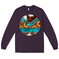 Plum turquoise cowhide leopard sunflowers round Long Sleeve Tee - Artiststas