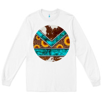 White turquoise cowhide leopard sunflowers round Long Sleeve Tee - Artiststas