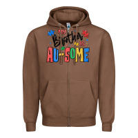 Chestnut my brother is ausome autism Zipper Hoodie - MaliasSmallBusiness