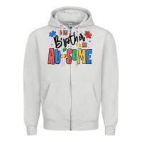 Dove Grey my brother is ausome autism Zipper Hoodie - MaliasSmallBusiness