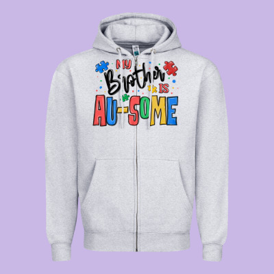 My Brother Is Ausome Autism Zipper Hoodie Designed By Maliassmallbusiness