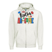 Oatmeal Heather my brother is ausome autism Zipper Hoodie - MaliasSmallBusiness