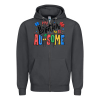Smoke my brother is ausome autism Zipper Hoodie - MaliasSmallBusiness