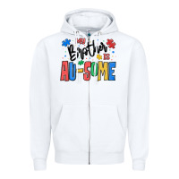 White my brother is ausome autism Zipper Hoodie - MaliasSmallBusiness