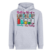 Heather Grey Battery Life Of A lunch Lady Heavyweight Hoodie - BundleAndBundleShop