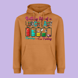 Battery Life Of A Lunch Lady Heavyweight Hoodie Designed By Bundleandbundleshop