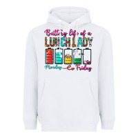 White Battery Life Of A lunch Lady Heavyweight Hoodie - BundleAndBundleShop