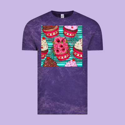 Valentines Day Flower Cupcakes And Serape Seamless Pattern Vintage Tee Designed By Bundleandbundleshop