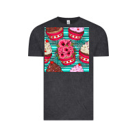 Vintage Black valentines day flower cupcakes and serape seamless pattern Vintage Tee - BundleAndBundleShop