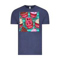 Vintage Denim valentines day flower cupcakes and serape seamless pattern Vintage Tee - BundleAndBundleShop