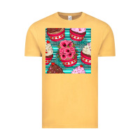 Vintage Mustard valentines day flower cupcakes and serape seamless pattern Vintage Tee - BundleAndBundleShop
