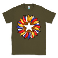 Army Green american flag and sunflower with star Classic Tee - Artiststas
