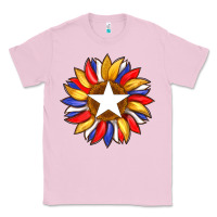 Bubblegum Pink american flag and sunflower with star Classic Tee - Artiststas