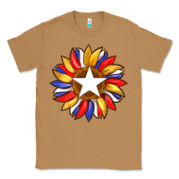 Toasted Coconut american flag and sunflower with star Classic Tee - Artiststas