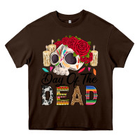 Chocolate Brown Day of the dead skeleton Heavy Core Tee - RanaPortraitStore