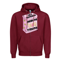 Burgundy let's normalize healing trauma Zipper Hoodie - MaliasSmallBusiness