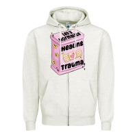 Oatmeal Heather let's normalize healing trauma Zipper Hoodie - MaliasSmallBusiness