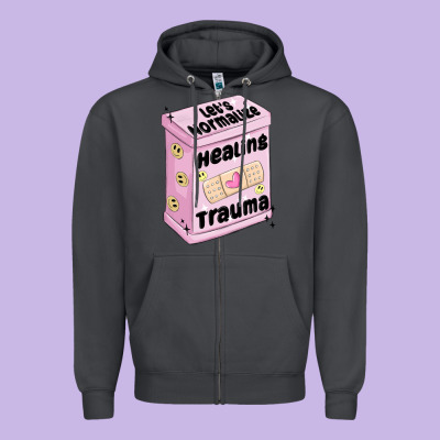 Let's Normalize Healing Trauma Zipper Hoodie Designed By Maliassmallbusiness