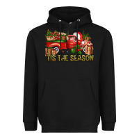 Black Tis' The Season Christmas Truck Heavyweight Hoodie - BundleAndBundleShop
