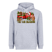Heather Grey Tis' The Season Christmas Truck Heavyweight Hoodie - BundleAndBundleShop