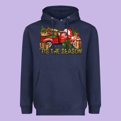 Tis' The Season Christmas Truck Heavyweight Hoodie Designed By Bundleandbundleshop