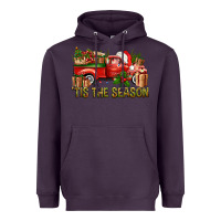 Plum Tis' The Season Christmas Truck Heavyweight Hoodie - BundleAndBundleShop