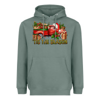 Sage Tis' The Season Christmas Truck Heavyweight Hoodie - BundleAndBundleShop