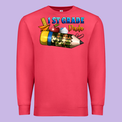 1 St Grade Dude Premium Sweatshirt Designed By Bundleandbundleshop