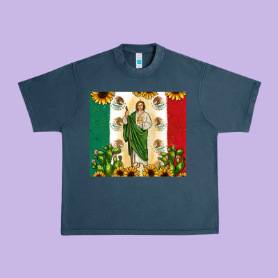 San Judas With Mexican Flag Urban Heavy Tee Designed By Jahusdesignshop