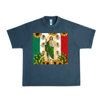Midnight Navy San Judas with Mexican Flag Urban Heavy Tee - JahusDesignShop