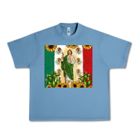 Pebble Blue San Judas with Mexican Flag Urban Heavy Tee - JahusDesignShop