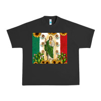 Pigment Black San Judas with Mexican Flag Urban Heavy Tee - JahusDesignShop