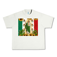 Pistachio San Judas with Mexican Flag Urban Heavy Tee - JahusDesignShop