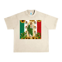 Sandshell San Judas with Mexican Flag Urban Heavy Tee - JahusDesignShop
