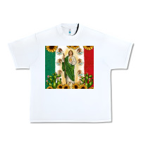 White San Judas with Mexican Flag Urban Heavy Tee - JahusDesignShop