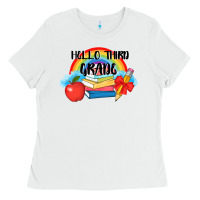 White back to school hello third grade 3200x2400 Ladies Tee - AdoDesignShop