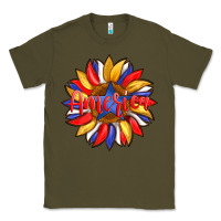 Army Green america with american flag colors and sunflower with star Classic Tee - Artiststas